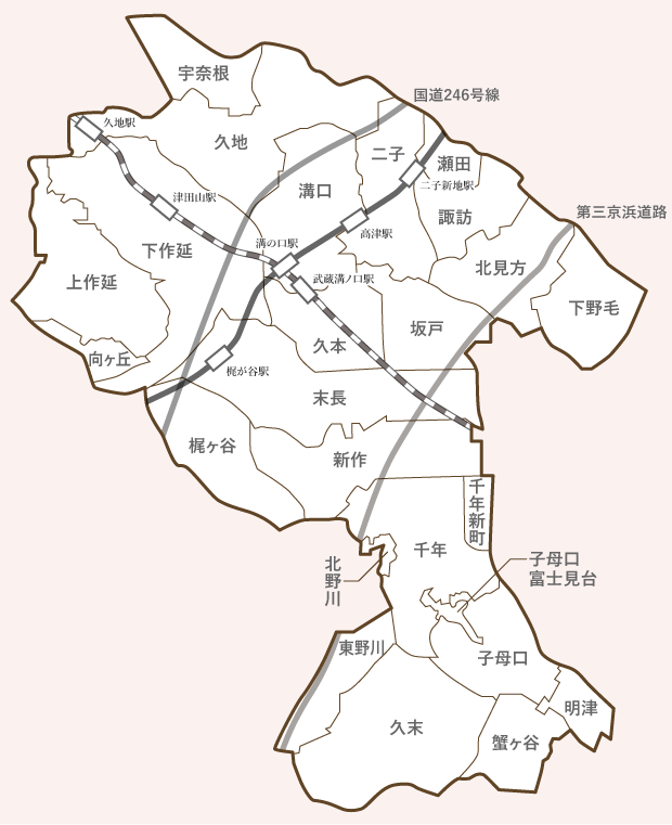 高津区の地図